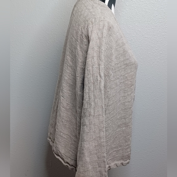 Eileen Fisher Vintage 100% Linen Textured Lagenlook Button Down Front Top - Picture 8 of 14